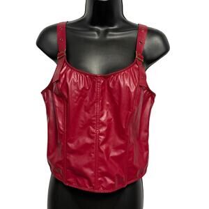 Torrid Curve Bustier Red Burgundy Faux Leather Adjustable Straps Size 2